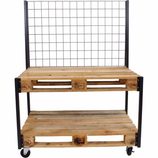 Displayrek Flora Pallet | 2 niveaus (zwart/hout) - Afbeelding 4